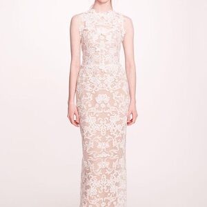 Marchesa Notte Corded Column Gown Size 2 Ivory Evening Gown